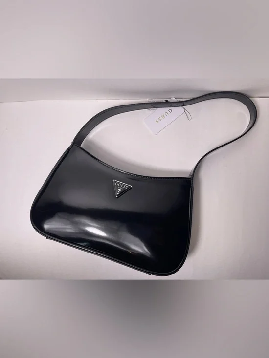 GUESS ARNELA Top Zip Small Black Patent Shoulder Bag NWT - Picture 4 of 12